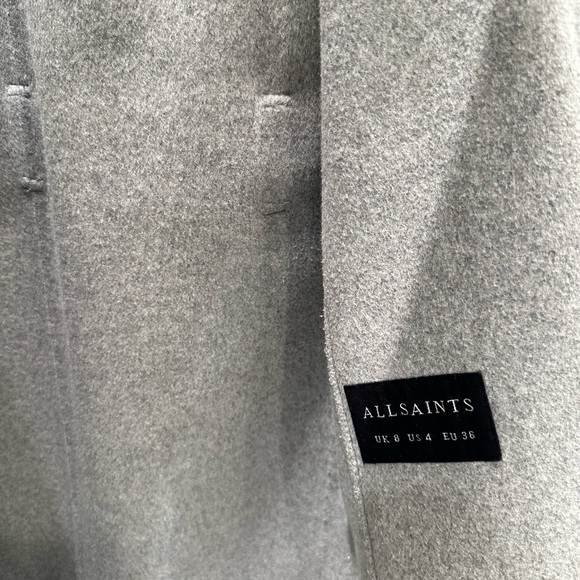 All Saints Grey Wool Belted Coat – US 4 - Picture 8 of 10